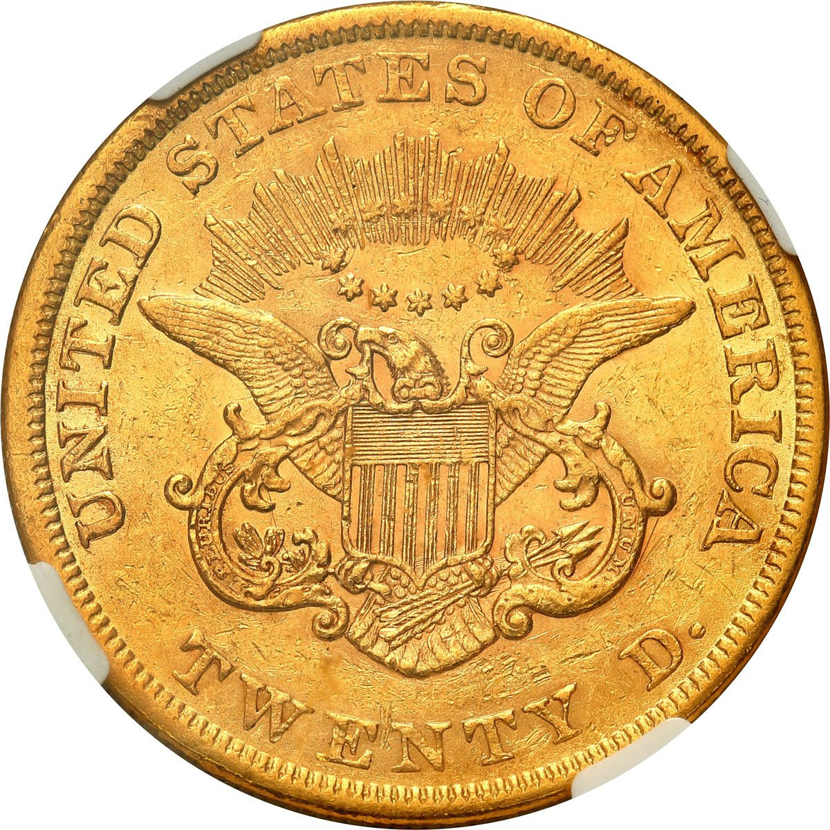 USA. 20 dolarów 1855 Filadelfia NGC AU55